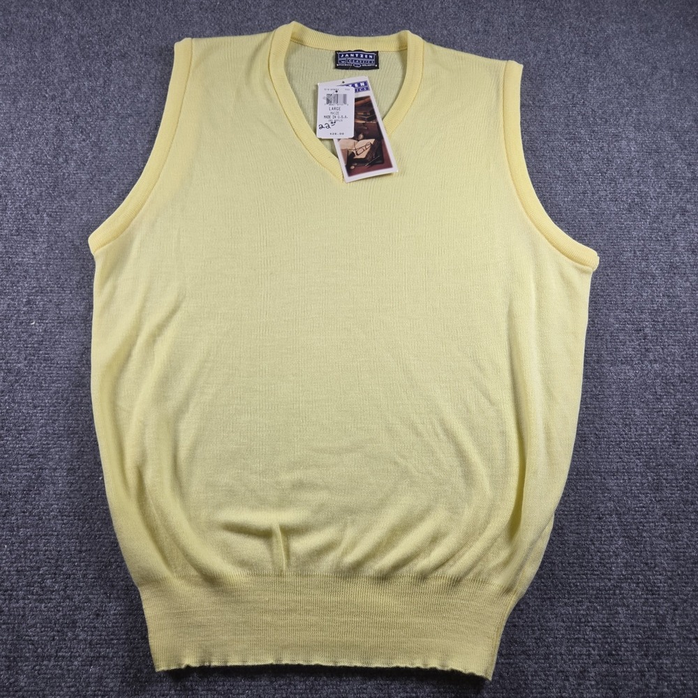 Vintage Jantzen Sweater Vest Mens Large Pullover V Neck Made In USA NWT